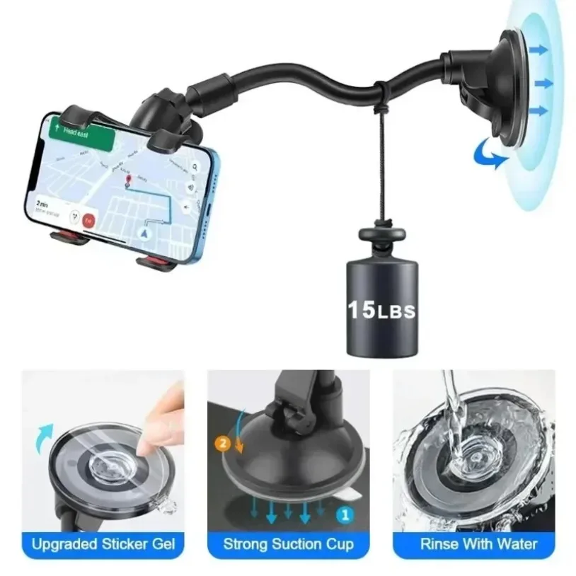 Soporte Universal para teléfono de coche con rotación de 360 grados, soporte para salpicadero de parabrisas, soporte perezoso, accesorios de soporte de navegación Flexible - imagen 3