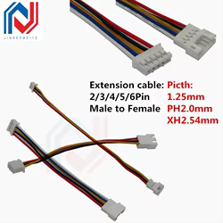 5 uds JST 1,25mm PH2.0 XH2.54 línea de extensión 2/3/4/5/6/Pin PH 2,0mm XH2.54MM conector macho a hembra con Cable 10/20/30CM 26AWG