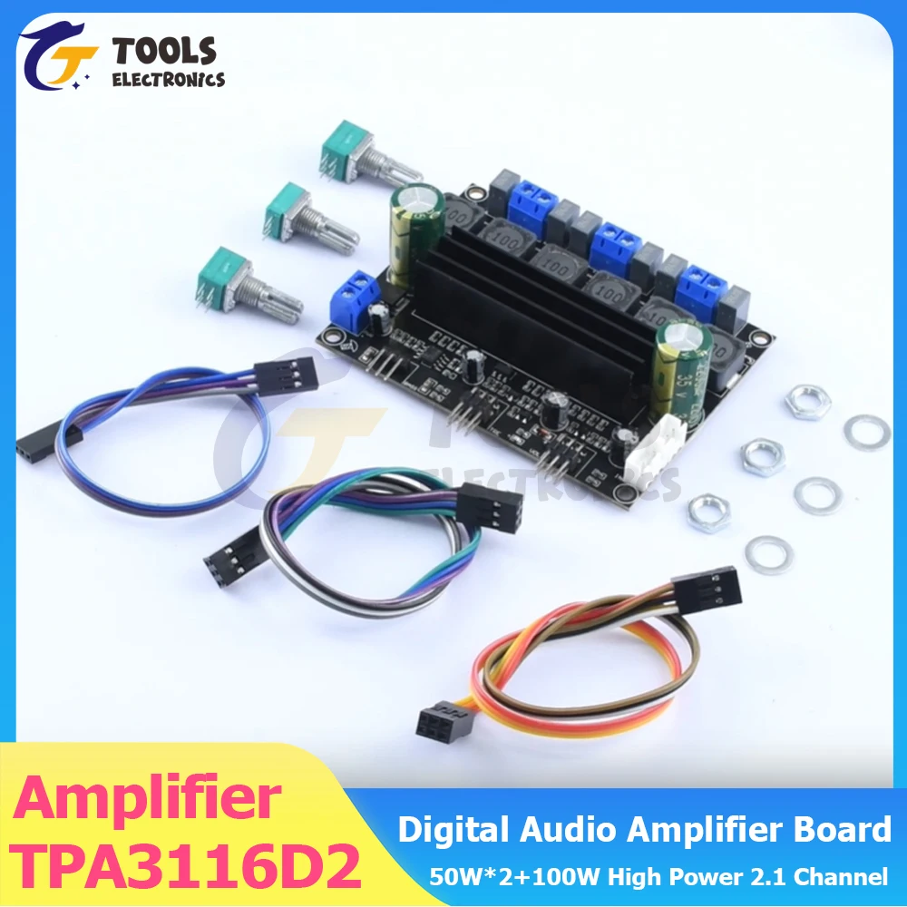 Placa amplificadora de Audio Digital HIFI para audiófilos DC 10-25V TPA3116D2, 50W x 2 + 100W, placa amplificadora para subwoofer de 2,1 canales de alta potencia