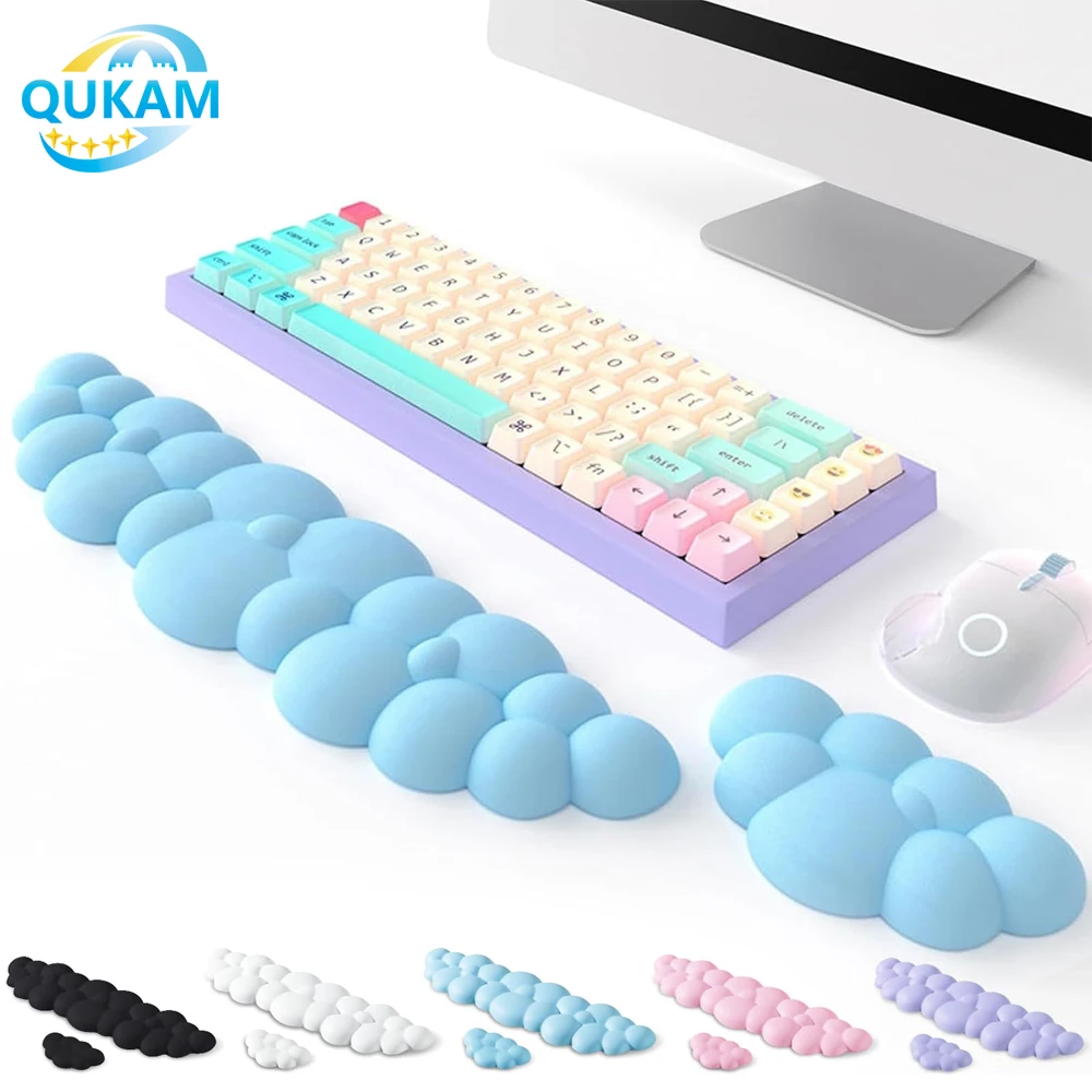Alfombrilla de ratón QUKAM 2025 Cloud, teclado ergonómico, reposamuñecas, protección de escritura para oficina, para iPad, Mac, tableta, portátil, alfombrilla antideslizante para ratón - imagen 2