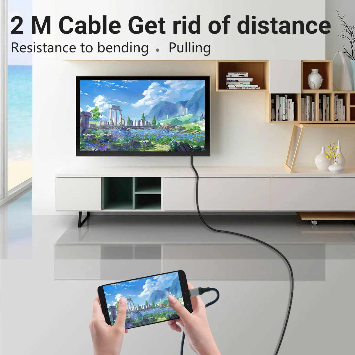 Cable USB C a HDMI de 4K30Hz Cable de alta velocidad de 6,6 pies Conecte computadora portátil y teléfono a TV Compatible con MacBook Pro/Air iPad Pro 2020 - imagen 2