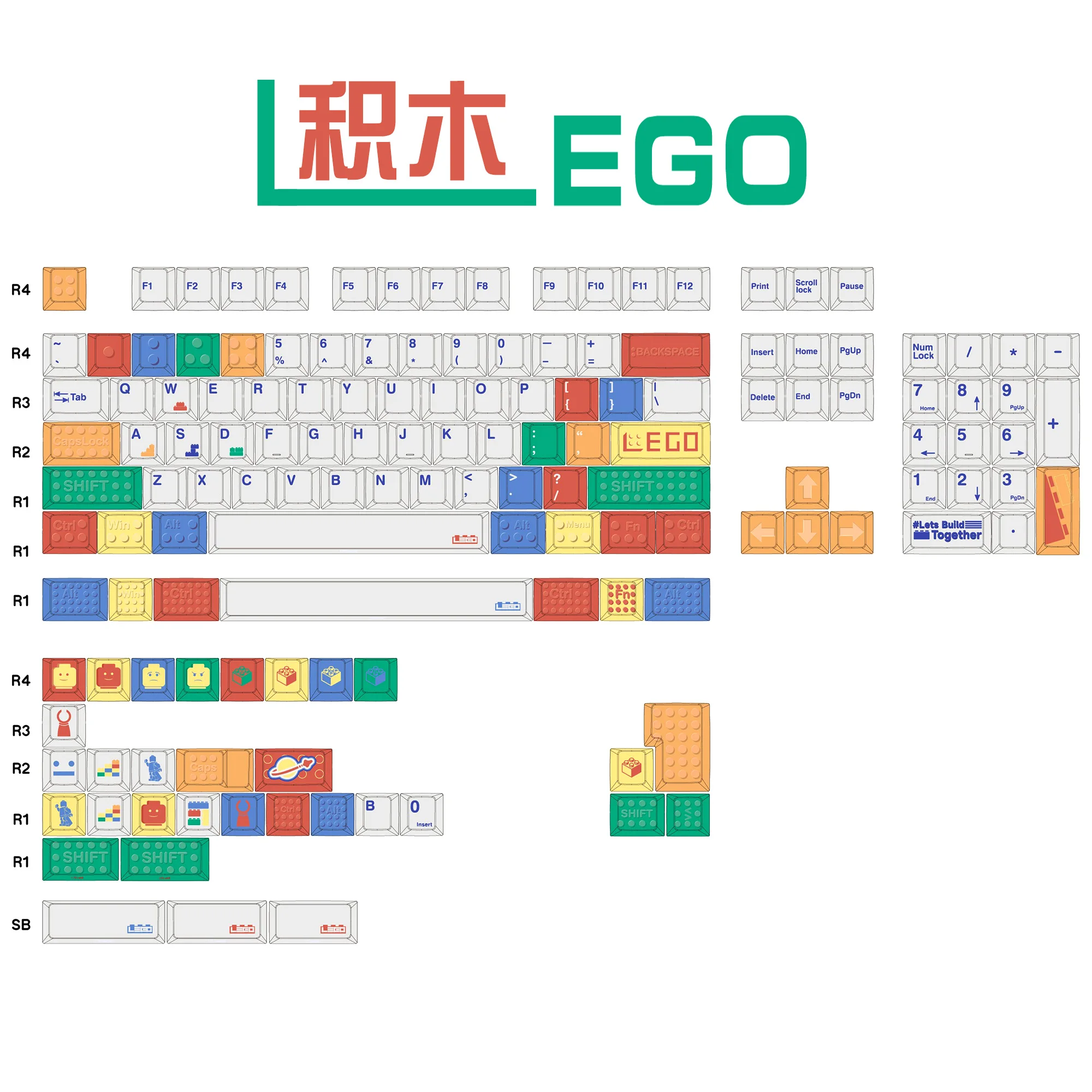 Juego de teclas con tema IEGO, perfil de cereza PBT, teclas originales personalizadas hechas a mano para teclado mecánico, regalo, accesorios DIY - imagen 5