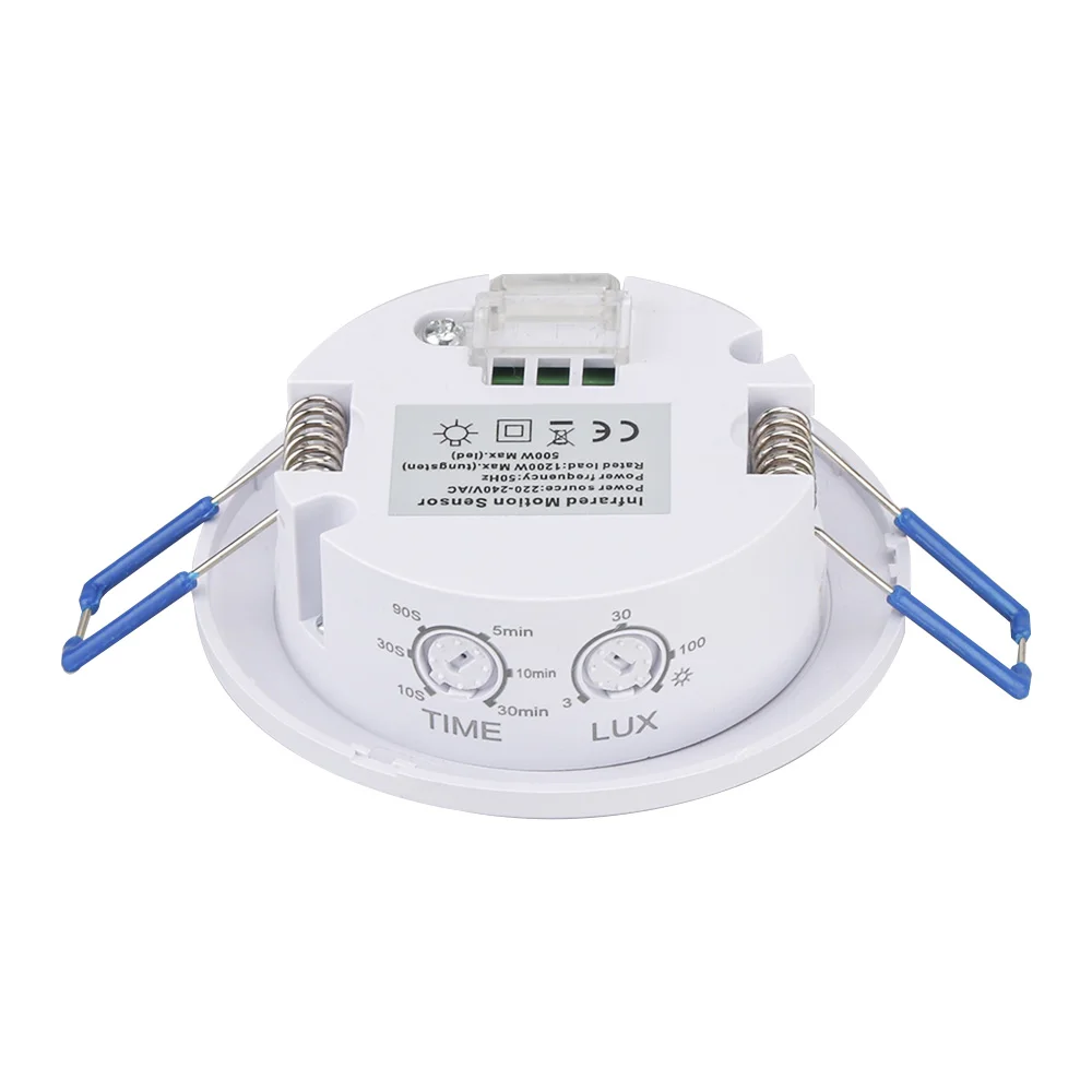 Interruptor de Sensor infrarrojo de cuerpo humano AC 220V-240V 500-1200W Detector LED interruptores inteligentes 3-200lux Sensor de luz de proyección ajustable - imagen 4