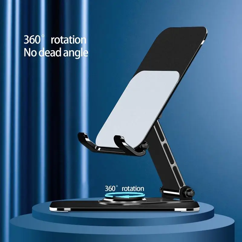 Soporte para teléfono móvil de escritorio, aleación de aluminio, giratorio 360, ajustable, plegable, soporte para teléfono, dispositivos electrónicos, suministros de mesa - imagen 4
