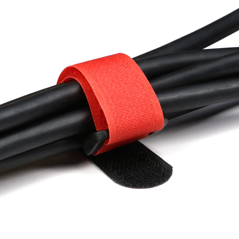Bridas para cables rojas, autoadhesivas reutilizables de nailon, correa de 20mm de ancho, hebilla inversa, organizador de cables, cierre de paquete de bucle de gancho - imagen 3