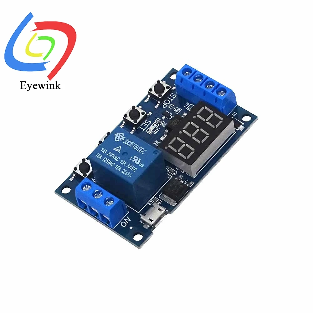 Relé temporizador DC 6-30V, módulo de relé de retardo programable, temporizador de ciclo con pantalla LED, 6V, 9V, 12V, 24V, compatible con Micro USB - imagen 4