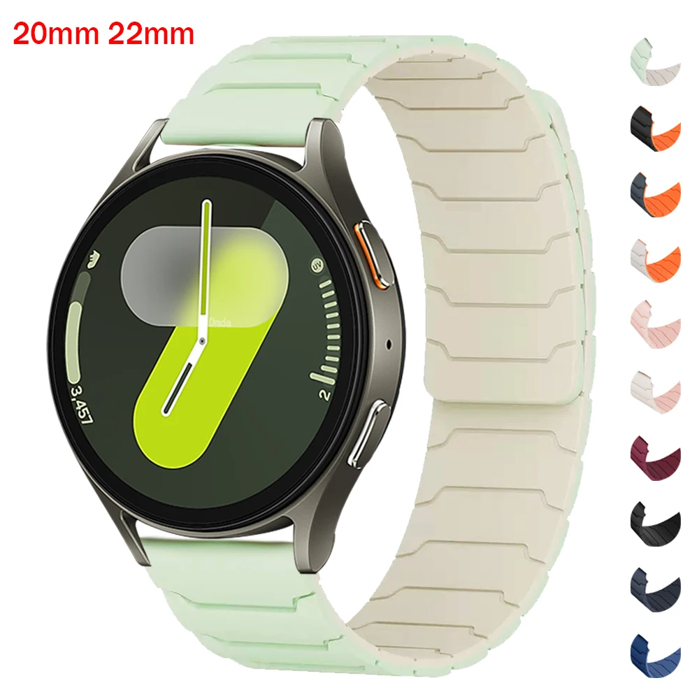 Correa de bucle magnético de 20mm y 22mm para Samsung Galaxy Watch 7, 6, 5, 4, 3, pulsera de silicona para Huawei Watch GT5/4/3Pro, bandas de corredor de 46mm - imagen 2