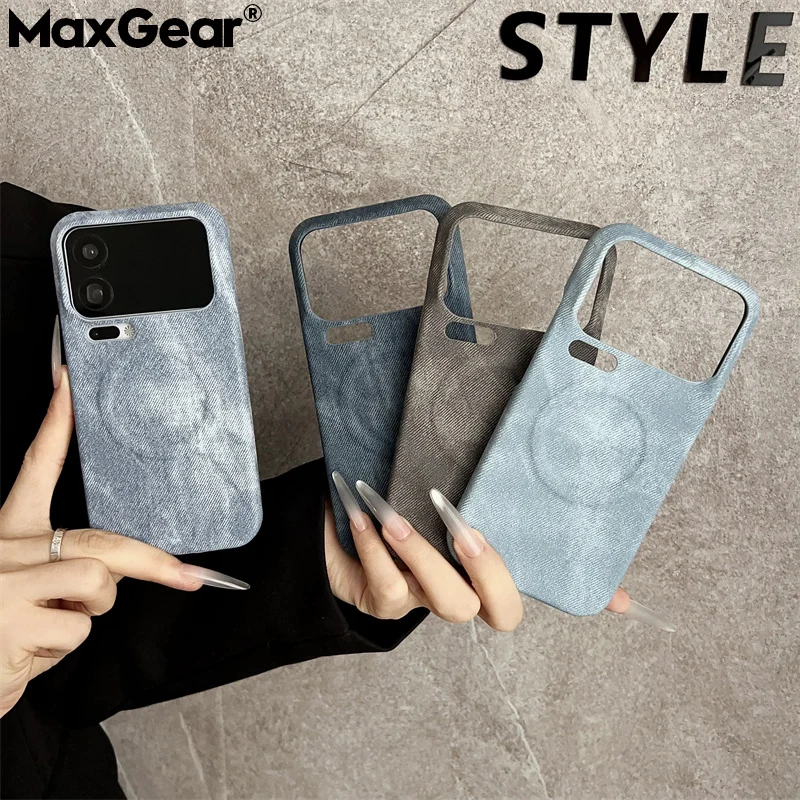 Tela vaquera mate sin marco, carga inalámbrica magnética para funda Magsafe para Xiaomi Mi 17 15 14 Pro Max 15Ultra dura - imagen 2
