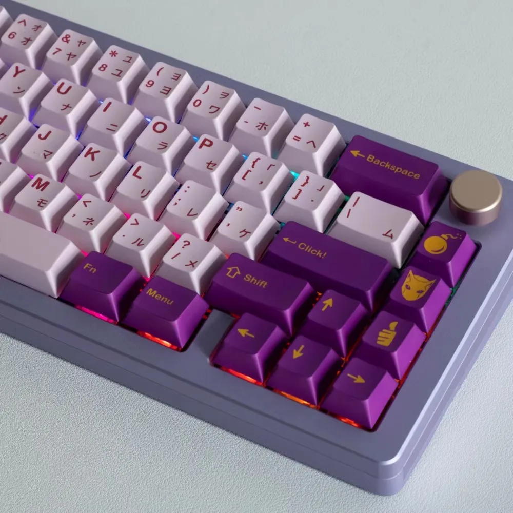 1 Juego de teclas GMK Deathly Queen, sublimación de tinte PBT, teclas moradas, perfil de cereza, teclas a prueba de luz para NIZ 67 F87 HI75 99 104 - imagen 4