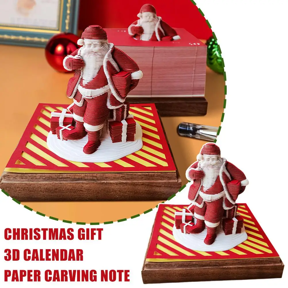2025 nuevo regalo de Navidad calendario estereoscópico 3d escultura de papel notas nota pegajosa Claus Santa creativo pegajoso Panorama U1P8