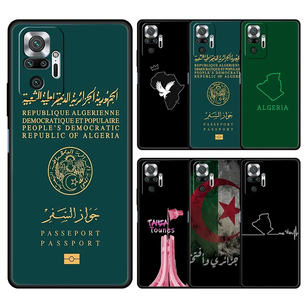 Funda de teléfono con pasaporte de Argelia para Xiaomi Redmi Note 14 13 12 5G 9S 9 10 11 Pro Plus 9T 14C 13C 12C 10C 9C 9A, funda de silicona suave