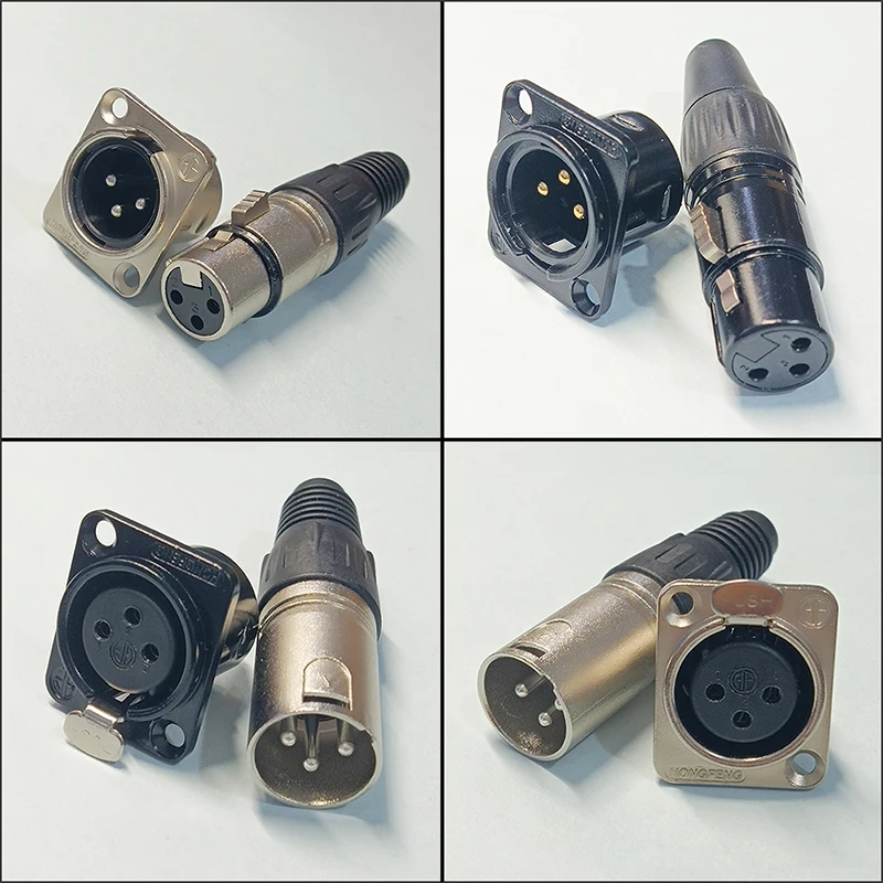 1 Uds. Conector de clavija de Cable de Audio macho hembra de 3 pines terminación de Cable micrófono negro plateado altavoz chapado en oro de cobre puro - imagen 3