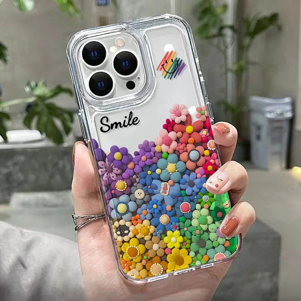 Funda de teléfono con flores para iPhone 13 11 16 15 Pro Max 14 12 16E 16promax 15promax 14promax Funda de silicona TPU suave transparente - imagen 3
