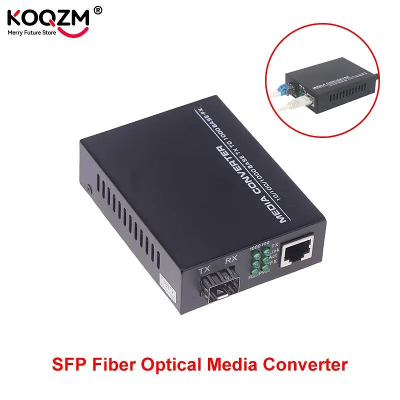 Conmutador de fibra Gigabit SFP, convertidor de medios SFP a transceptor RJ45, interruptor de fibra óptica de 10/100/1000M con módulo LC/SC SFP de 3KM/20KM