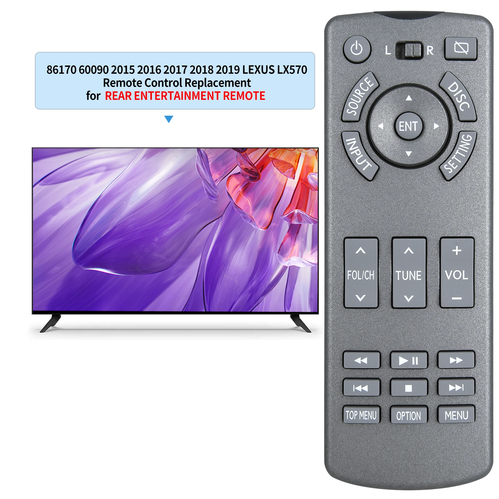 Control remoto de asiento trasero para Lexus LX570, LX460, LX450, DVD, entretenimiento, nuevo - imagen 2