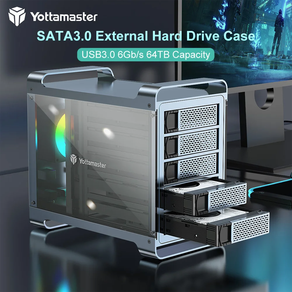 Yottamaster-USB-B USB 3,1, 5Gbps, 5 bahías (5x16TB), carcasa RAID, compatible con RAID 0/1/5/10 /JBOD/clon/disco duro Normal, almacenamiento RAID