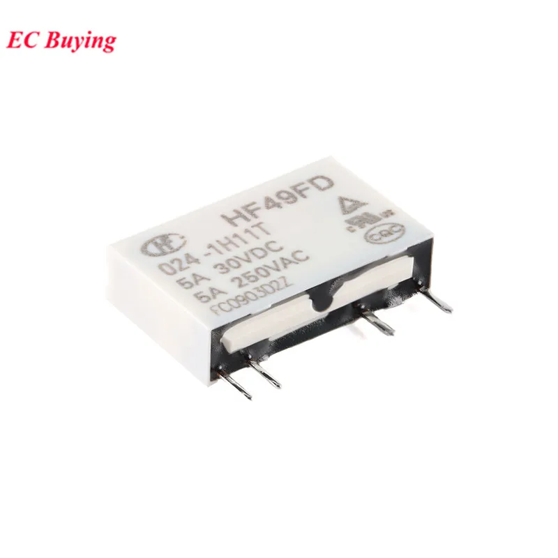 5/1 Uds relés de potencia HF49FD HF49FD-005-1H11T HF49FD-012-1H11T HF49FD-024-1H11T DC 5V 12V 24V 5A 4 pines Relais pies distancia 5,08mm - imagen 4
