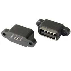 Conector de datos de carga USB 2,0, 5 piezas, resistente al agua, enchufe trasero, 4 pines, puerto de interfaz USB 2,0
