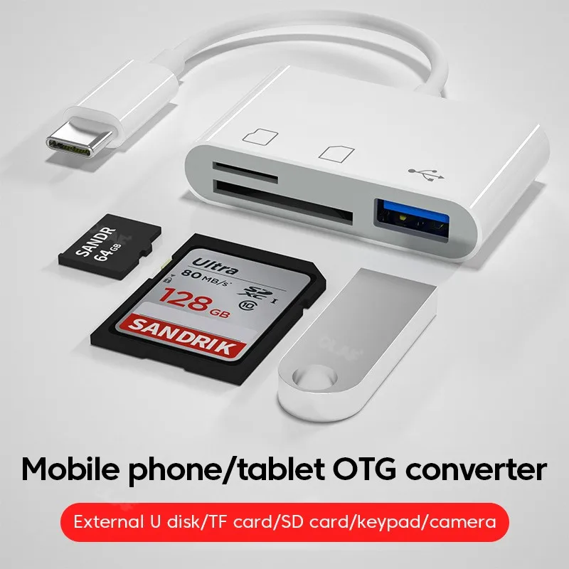 Adaptador Elough tipo C TF CF lector de tarjetas de memoria SD adaptador de tarjeta USB C para Macbook Huawei Samsung Xiaomi OTG escritor Flash compacto - imagen 2
