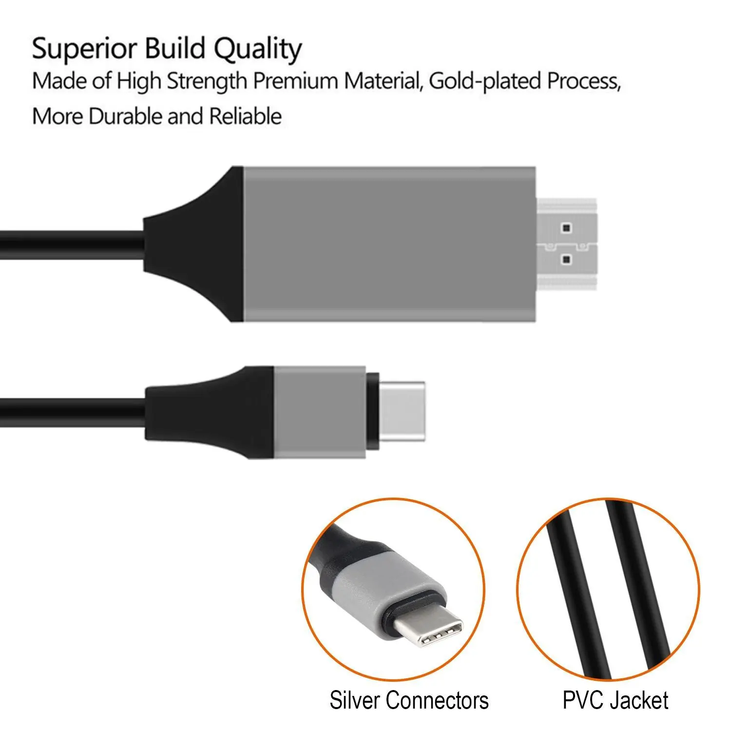 Cable adaptador Compatible tipo C a HDTV USB 3,1 a HDTV tipo C a HDTV 30Hz 4K Cable USB C adaptador de extensión para Monitor de PC MacBook - imagen 4