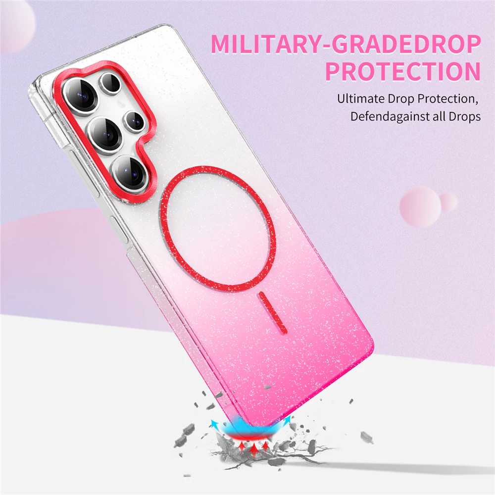 Funda transparente magnética con purpurina para Magsafe Samsung A32 A52 A13 A33 A53 A14 A34 A54 A15 A35 A55 A16 A26 A36 A56 cubierta ostentosa - imagen 3