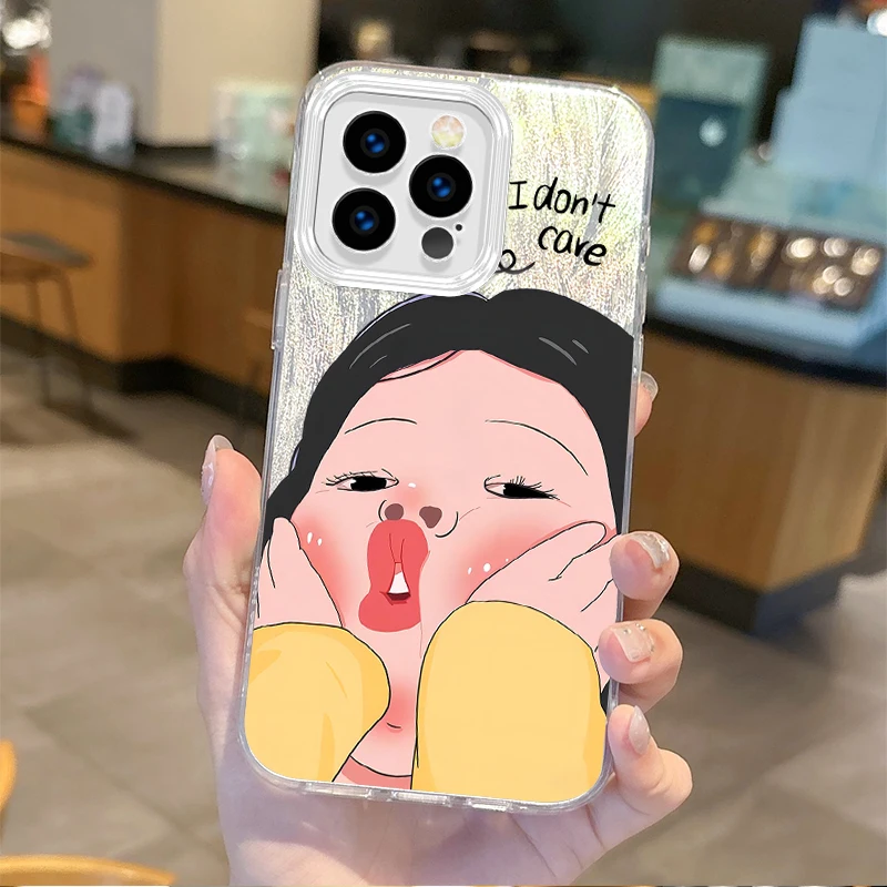 Funda de teléfono con dibujos animados para iPhone, carcasa trasera a prueba de golpes con gradiente, con personalidad divertida, para iPhone 16, 15, 14, 13, 12, 11, 8, 7, 6 Pro Max Plus, XS, XR - imagen 2