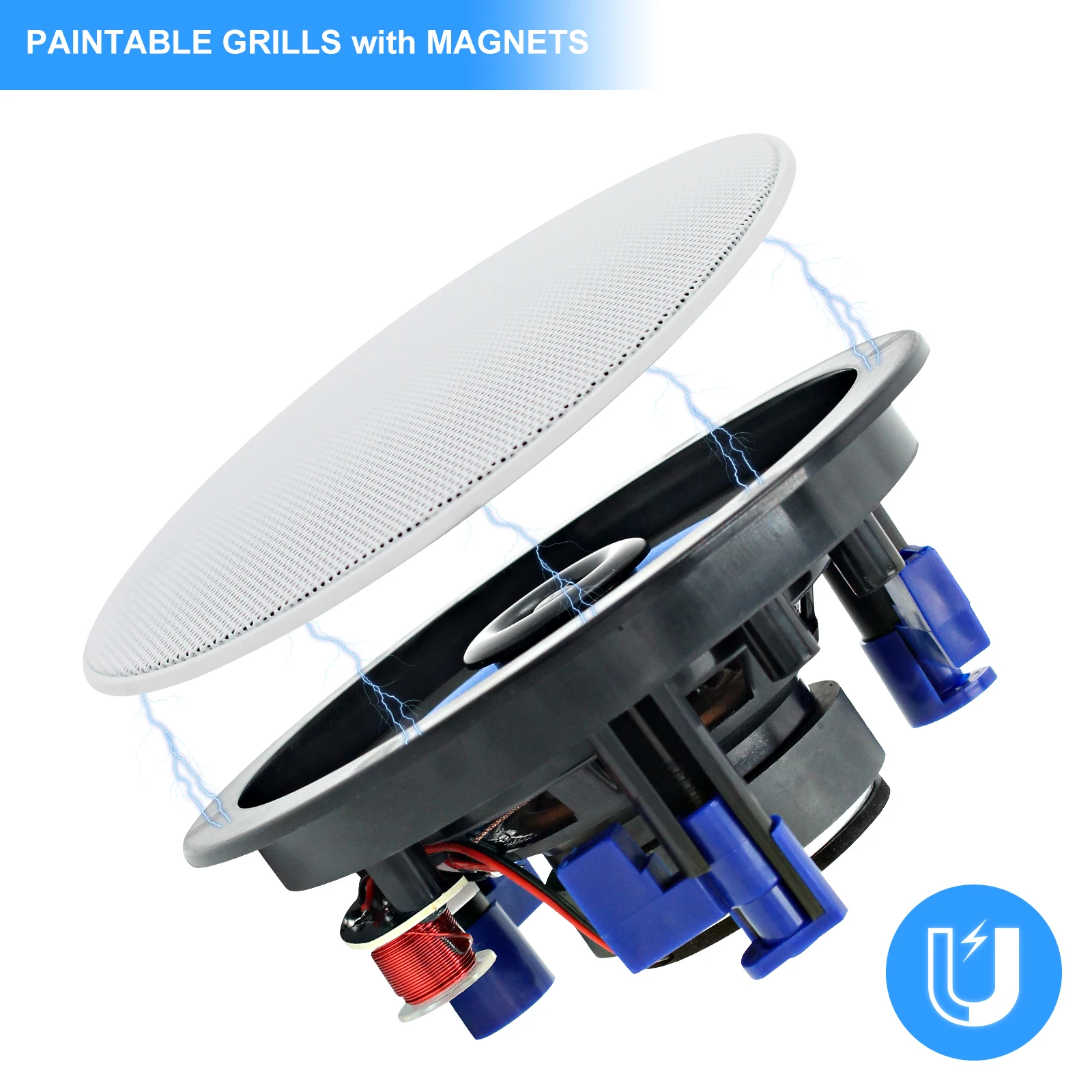 Herdio 2 uds 4 ''altavoz montado en el techo HD efecto estéreo Digital empotrado techo pared altavoz impermeable para baño cocina - imagen 4