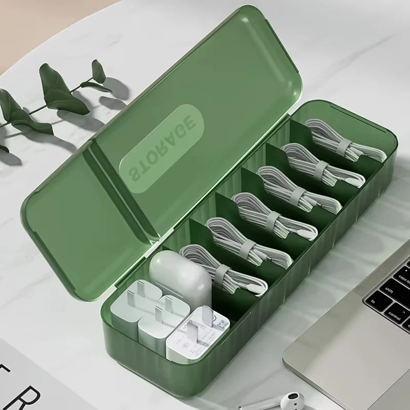 Caja de almacenamiento de cables de datos, mesa limpia, cargador de teléfono, artefacto de almacenamiento, rejilla de escritorio, caja de clasificación de cables, caja de clasificación de enchufe de Cable de alimentación - imagen 2