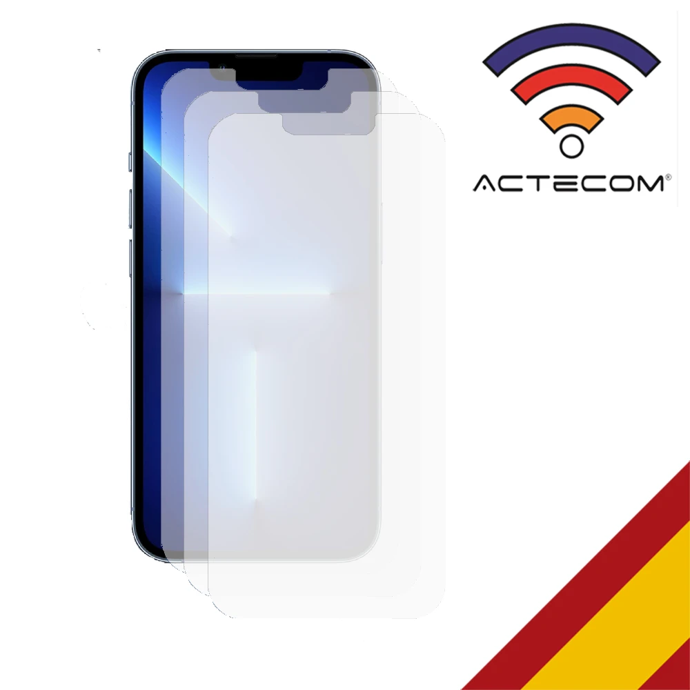 ACTECOM Pack de 3 Protector de Pantalla Compatible con Iphone 13 Pro Max 6,7" Cristal Templado CASE FRIENDLY 9H 2.5D (3 uds.)