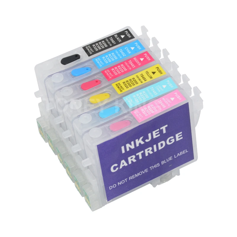 Toney King T0481 cartuchos de tinta para tinte para impresora Epson Stylus Photo R200 R220 R320 R340 RX500 RX60 + botella de tinta para 6 × 100ml - imagen 2