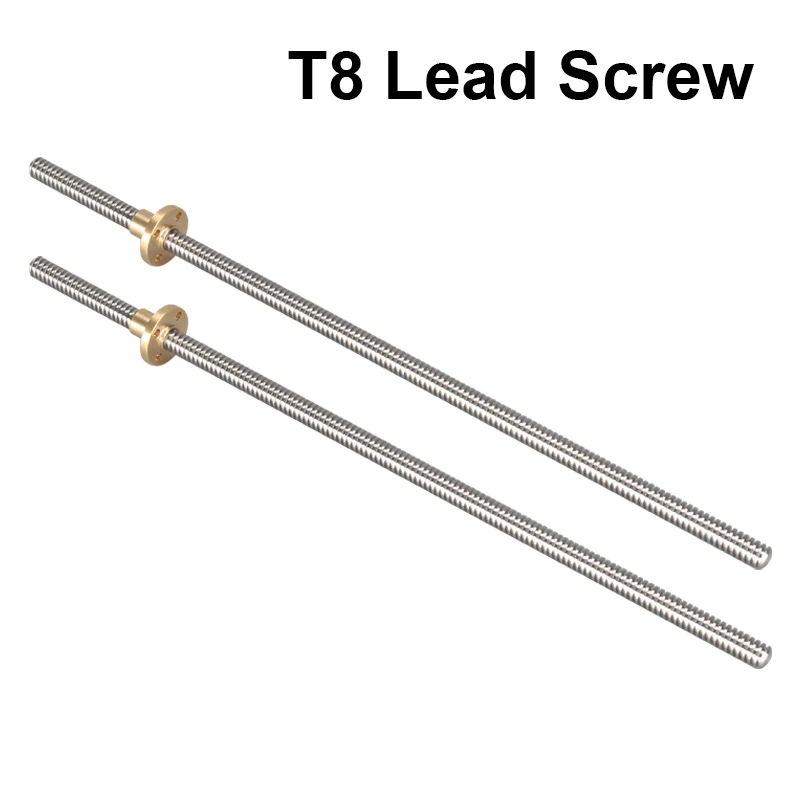 CNC impresora 3D T8 tornillo de avance rosca de varilla trapezoidal 8mm plomo 8mm longitud 100mm200mm300mm400mm500mm con tuerca de latón - imagen 5