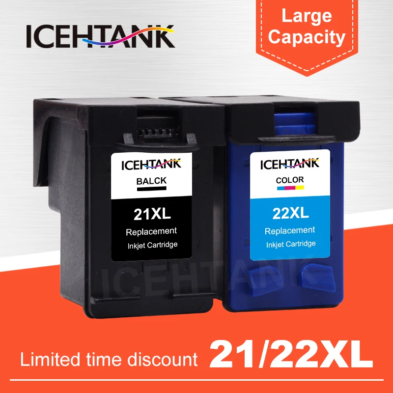 ICEHTANK remanufacturados reemplazo de cartucho de tinta para hp 21 para hp 21xl Deskjet serie F380 F2180 F2280 F4180 F4100 F2100 F2200 F300
