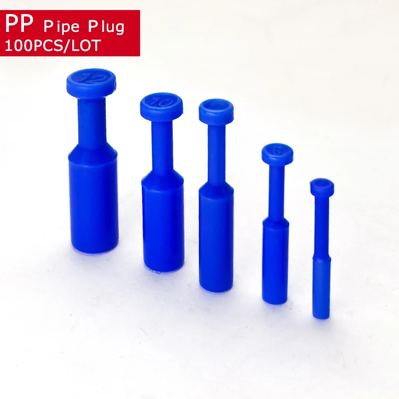 100 Uds PP tapón de tubo 4 a 12mm manguera de plástico acoplamientos rápidos conectores de aire conector neumático de empuje directo