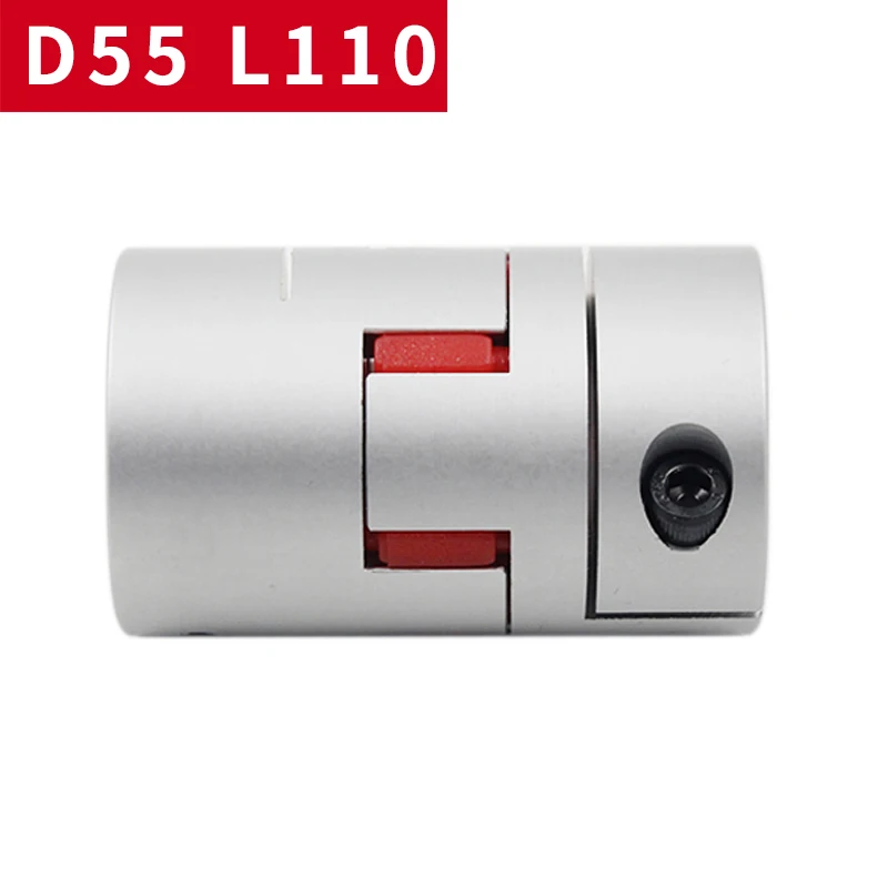Acoplador de abrazadera de ciruela Flexible D55L110, tamaño del eje, acoplamiento de mandíbula 14/15/16/18/20/22/23/24/25/26/27/28mm D55 L110