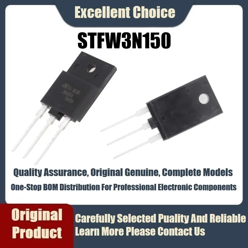Enchufe recto Original STFW3N150 STFW3 3N150, paquete de TO-3PF MOS, tubo de efecto de campo, 10 unids/lote