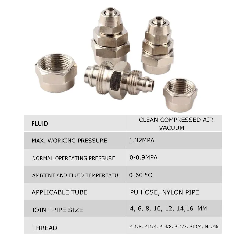 30 Uds PG conector neumático de giro rápido recto a través de tuerca de bloqueo conector de aire de manguera - imagen 5