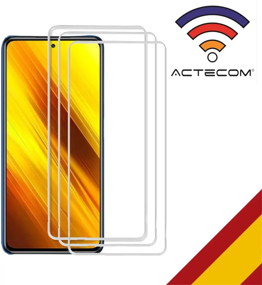 ACTECOM Pack de 3 Protector de Pantalla Compatible con POCO M4 Pro 5G Cristal Templado CASE FRIENDLY 9H 2.5D (3 uds.)