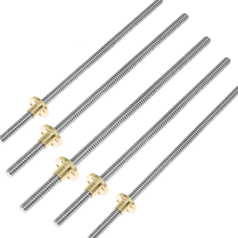 CNC impresora 3D T8 tornillo de avance rosca de varilla trapezoidal 8mm plomo 8mm longitud 100mm200mm300mm400mm500mm con tuerca de latón - imagen 4