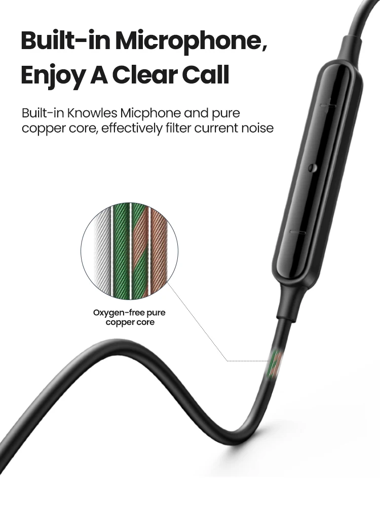 UGREEN-auriculares con cable USB tipo C, audífonos con cable Aux de 3,5mm, micrófono con aislamiento de ruido y Control de volumen para Android MP3/MP4 - imagen 3