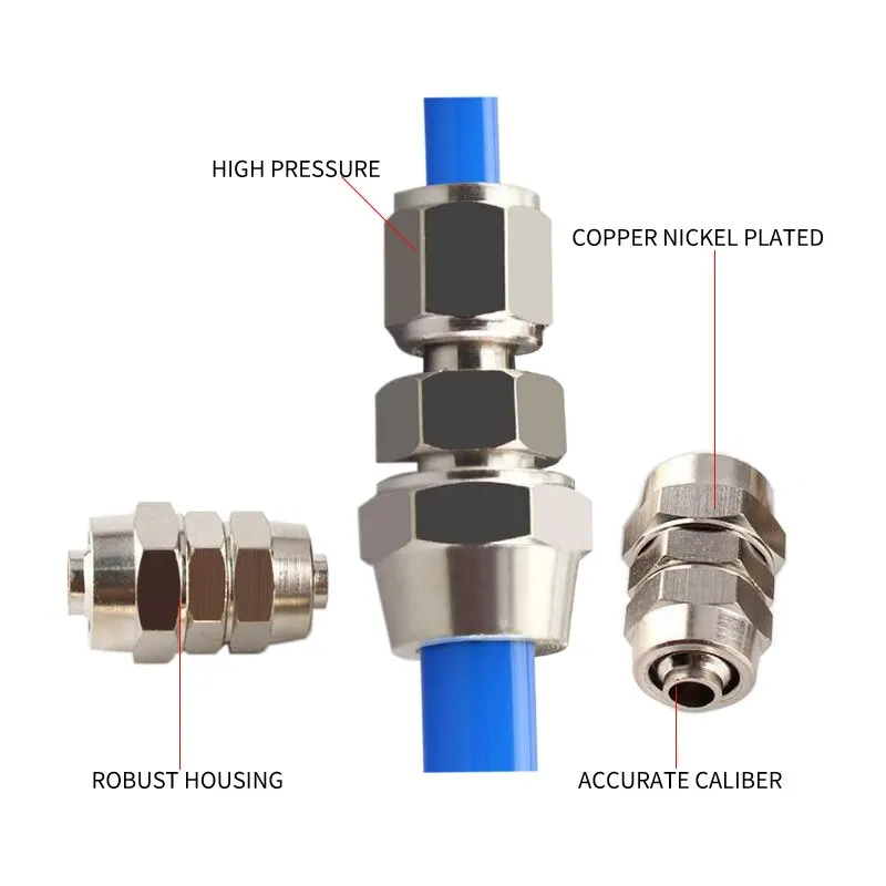 30 Uds PG conector neumático de giro rápido recto a través de tuerca de bloqueo conector de aire de manguera