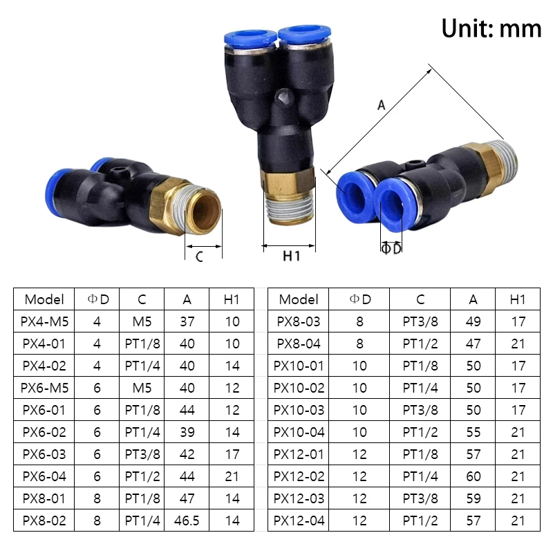 Manguera de liberación rápida tipo PX de alta calidad, tubo de rapidez, conector de gas de latón, accesorio neumático de aire M5, 500 Uds. - imagen 5