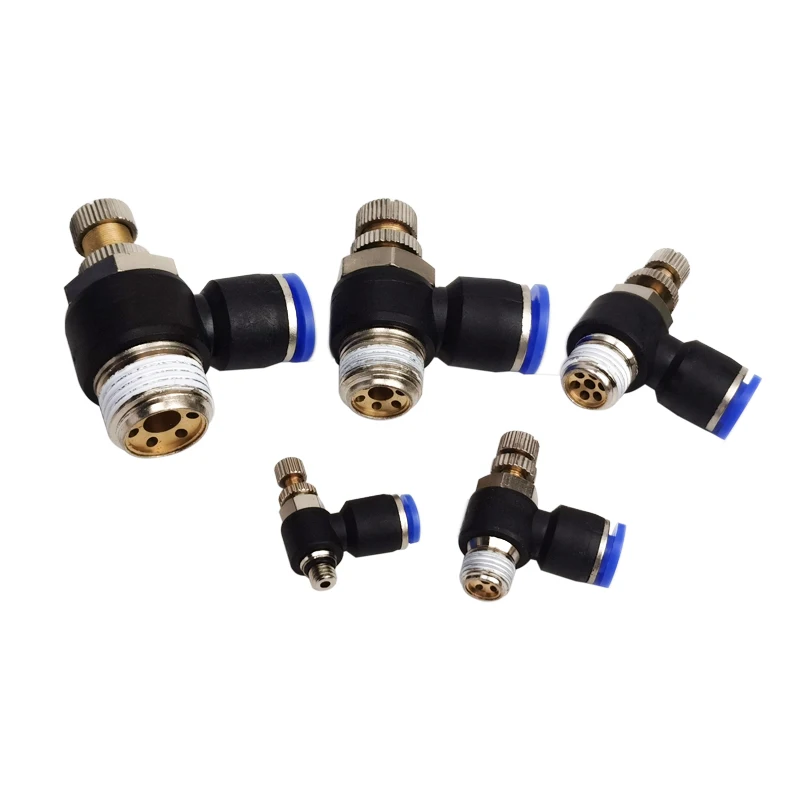 Tipo SL Conexión rápida Accesorio neumático 4 6 8 10 12 mm Rosca M5 1/8 "1/4" 3/8 "1/2" Válvula de mariposa reguladora de velocidad del aire - imagen 2