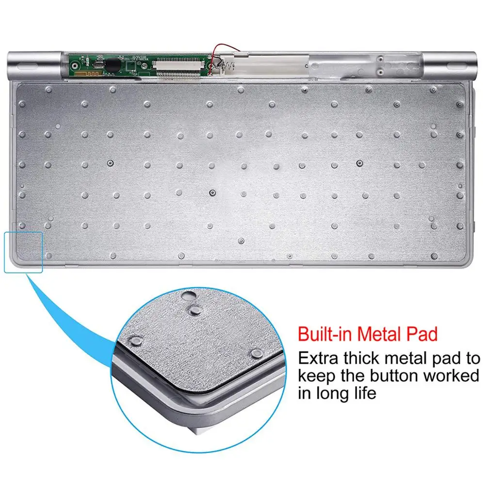 Teclado ultrafino inalámbrico con caracteres en inglés ruso, teclados compactos portátiles de 2,4 GHz, poco ruido para ordenador portátil, escritorio, Windows - imagen 5