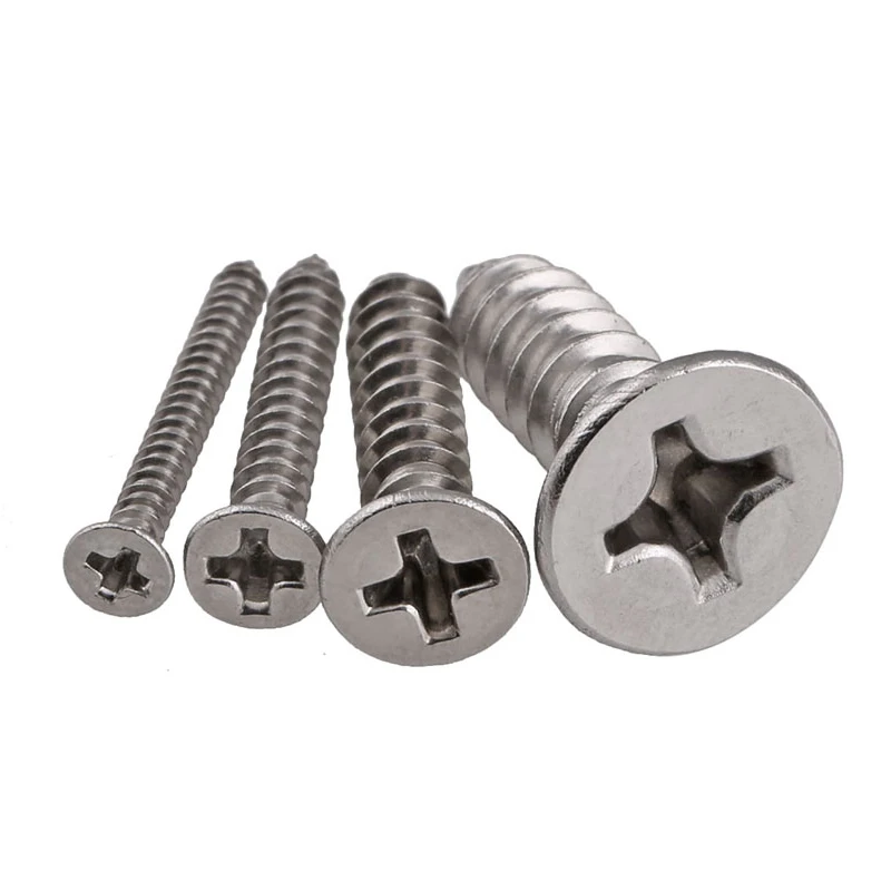 Tornillos de acero inoxidable 100, M1M2M3M3.5, DIN7982, ISO7050, de cabeza plana, avellanada, autorroscante, 304 piezas por lote - imagen 4