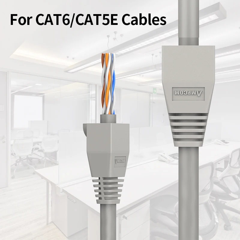 AMPCOM-cubierta de botas de alivio de tensión de conector RJ45 para Cable Ethernet CAT6/5E/5, Conector de tensión de Cable Lan de plástico, tapas de extremos de arranque - imagen 5