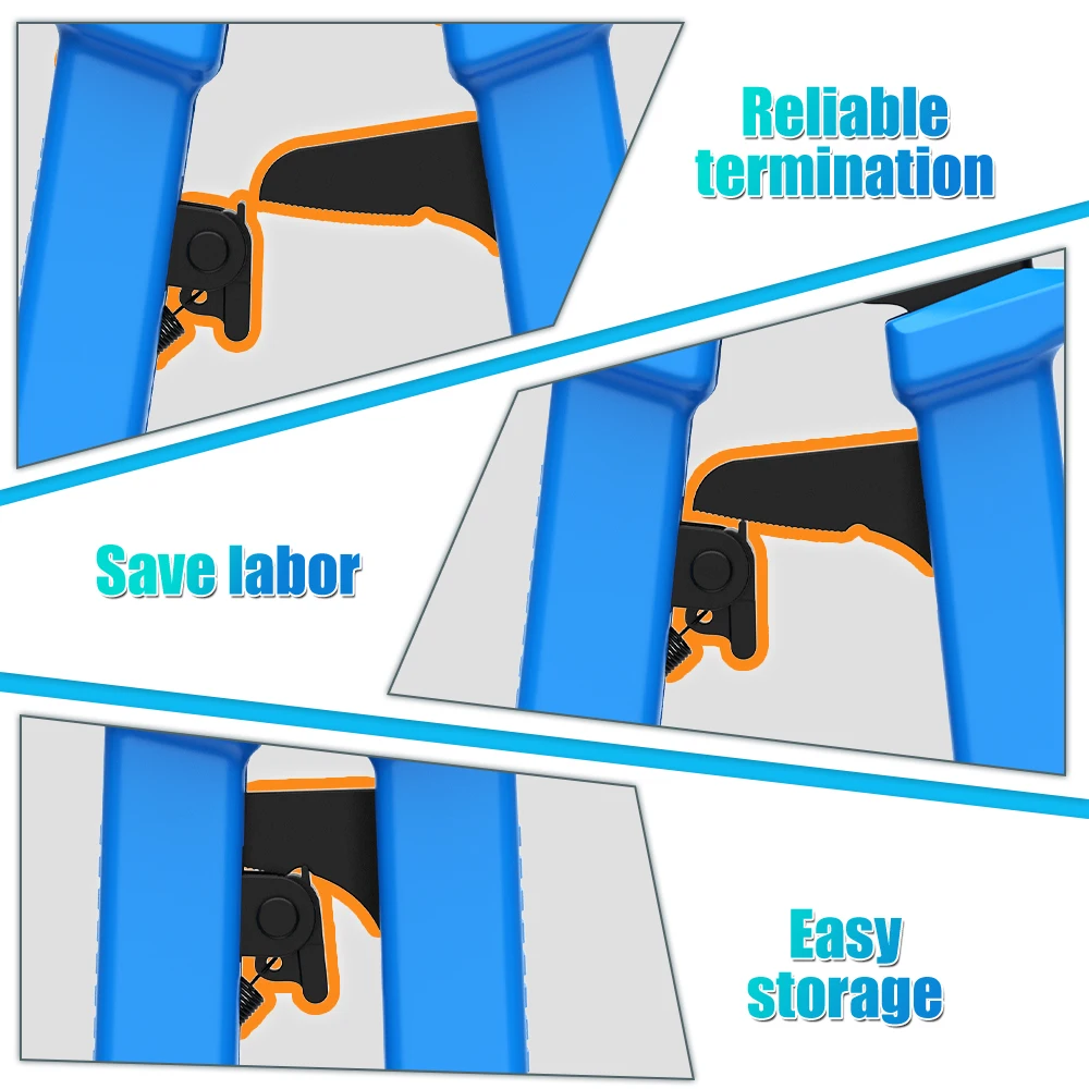 AMPCOM RJ45 herramienta de engarzado paso a través de Cat5 Cat5e Cat6 cortador pelador para RJ45 RJ12 RJ11 8P 6P conector de paso final - imagen 5