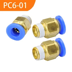 Conector neumático PC6-01 de latón para tubo de aire