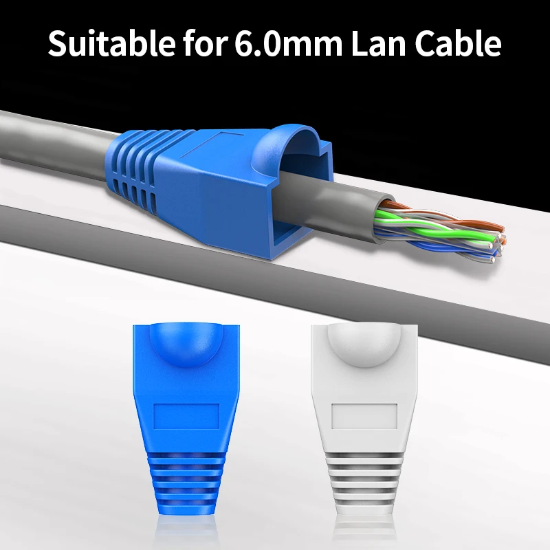 AMPCOM-cubierta de botas de alivio de tensión de conector RJ45 para Cable Ethernet CAT6/5E/5, Conector de tensión de Cable Lan de plástico, tapas de extremos de arranque - imagen 3