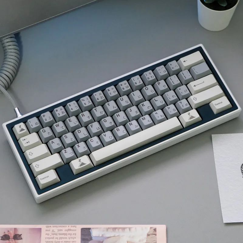 Juego de teclas Retro japonesas, color gris, 164 teclas, perfil de cereza, sublimación de tinte PBT, teclas para teclado mecánico MX Switch - imagen 4