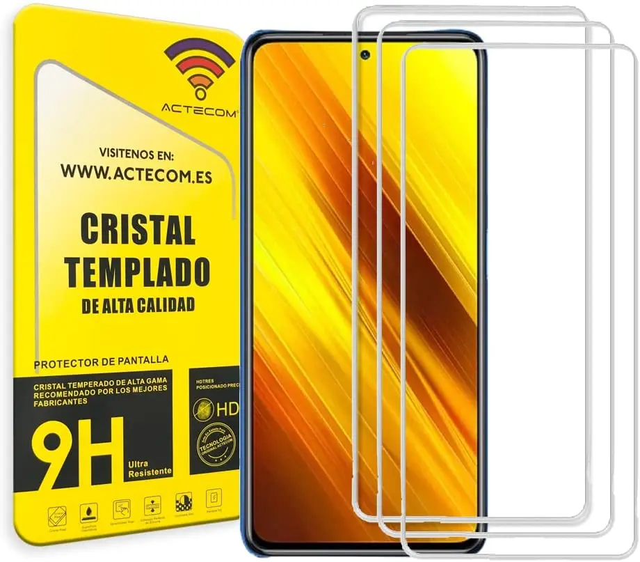 ACTECOM Pack de 3 Protector de Pantalla Compatible con POCO M4 Pro 5G Cristal Templado CASE FRIENDLY 9H 2.5D (3 uds.) - imagen 2